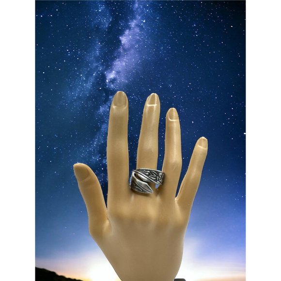 Handmade Japan National Stainless Steel Spoon Wrap Ring Floral Roses Size 9 - Picture 2 of 12